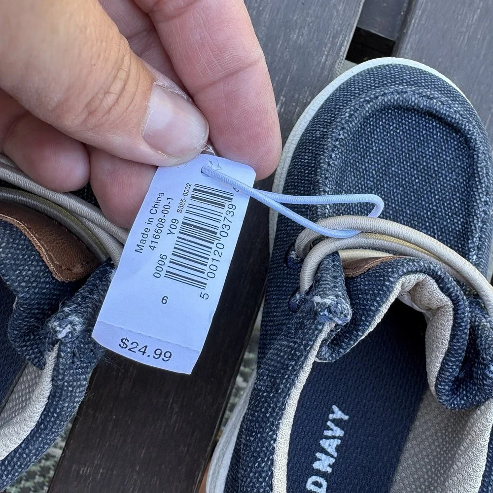 NWOB Old Navy Kids 6 Blue Loafer Shoes Preppy Canvas 416608-00-1